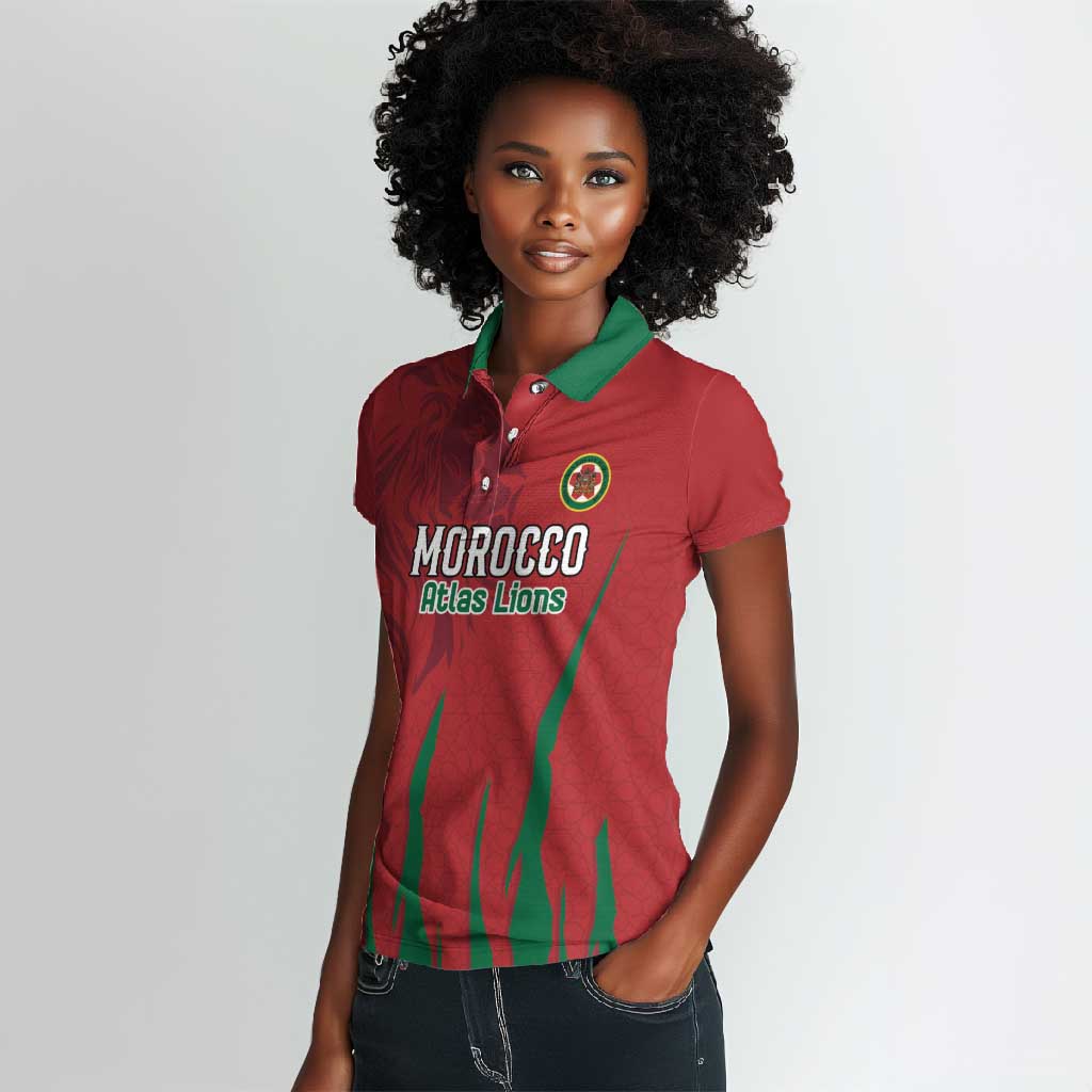 Custom Morocco Football Women Polo Shirt Atlas Lions Road To Champion - African Pride