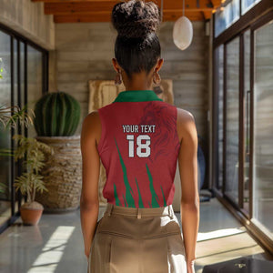 Custom Morocco Football Women Sleeveless Polo Shirt Atlas Lions Road To Champion - African Pride