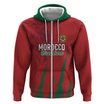 Custom Morocco Football Zip Hoodie Atlas Lions Road To Champion - African Pride