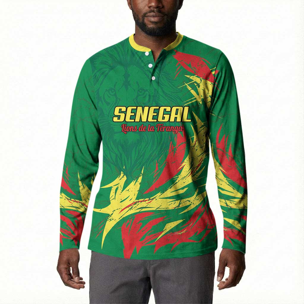Senegal Football Pride Custom Button Sweatshirt Les Lions de la Teranga