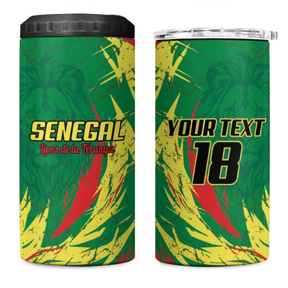 Senegal Football Pride Custom 4 in 1 Can Cooler Tumbler Les Lions de la Teranga