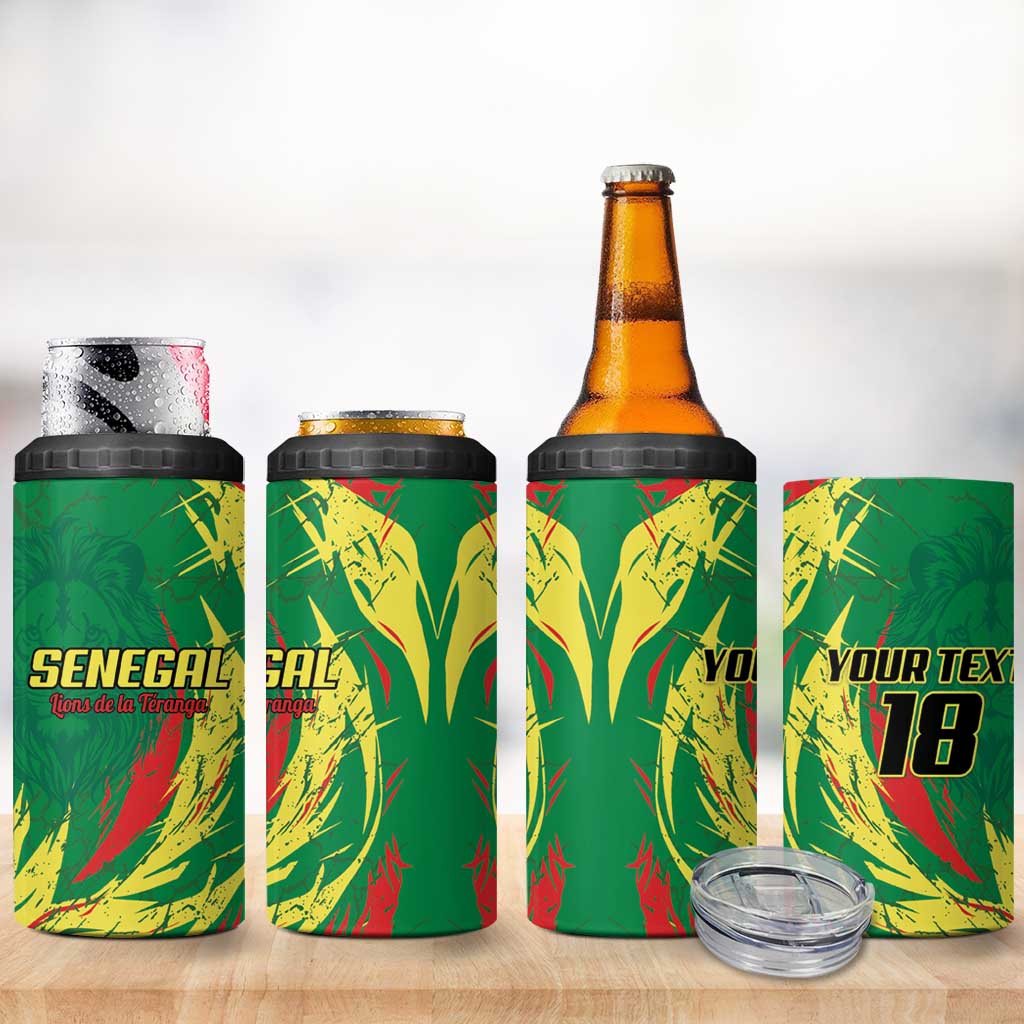 Senegal Football Pride Custom 4 in 1 Can Cooler Tumbler Les Lions de la Teranga