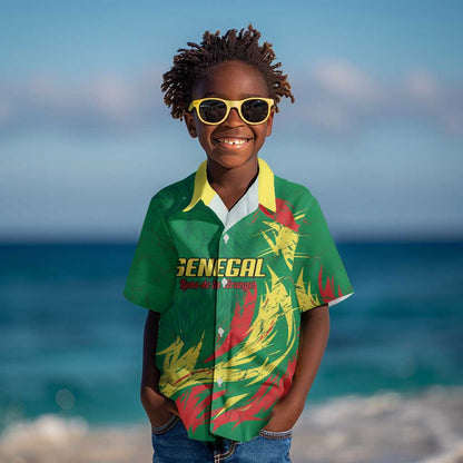 Senegal Football Pride Custom Kid Hawaiian Shirt Les Lions de la Teranga