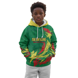 Senegal Football Pride Custom Kid Hoodie Les Lions de la Teranga