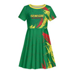 Senegal Football Pride Custom Kid Short Sleeve Dress Les Lions de la Teranga