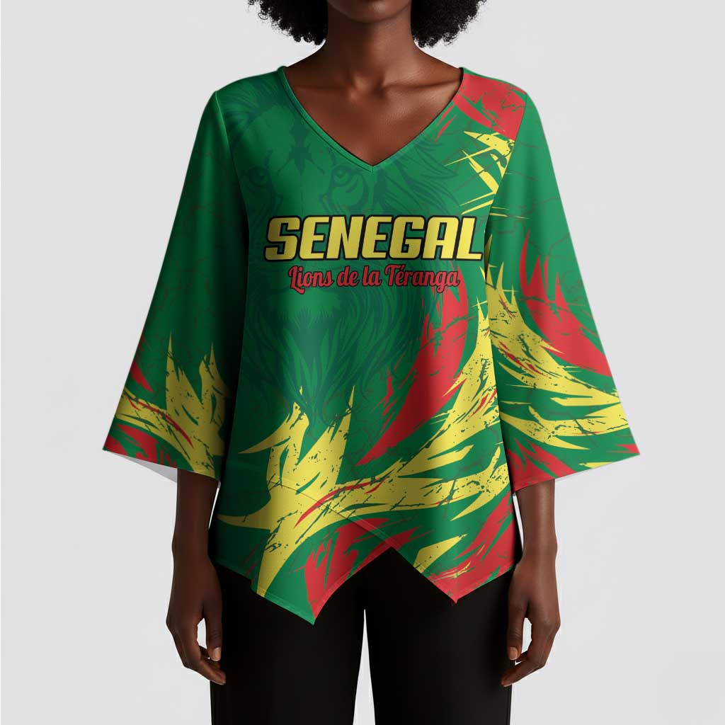 Senegal Football Pride Custom Kimono Sleeve Blouse Les Lions de la Teranga