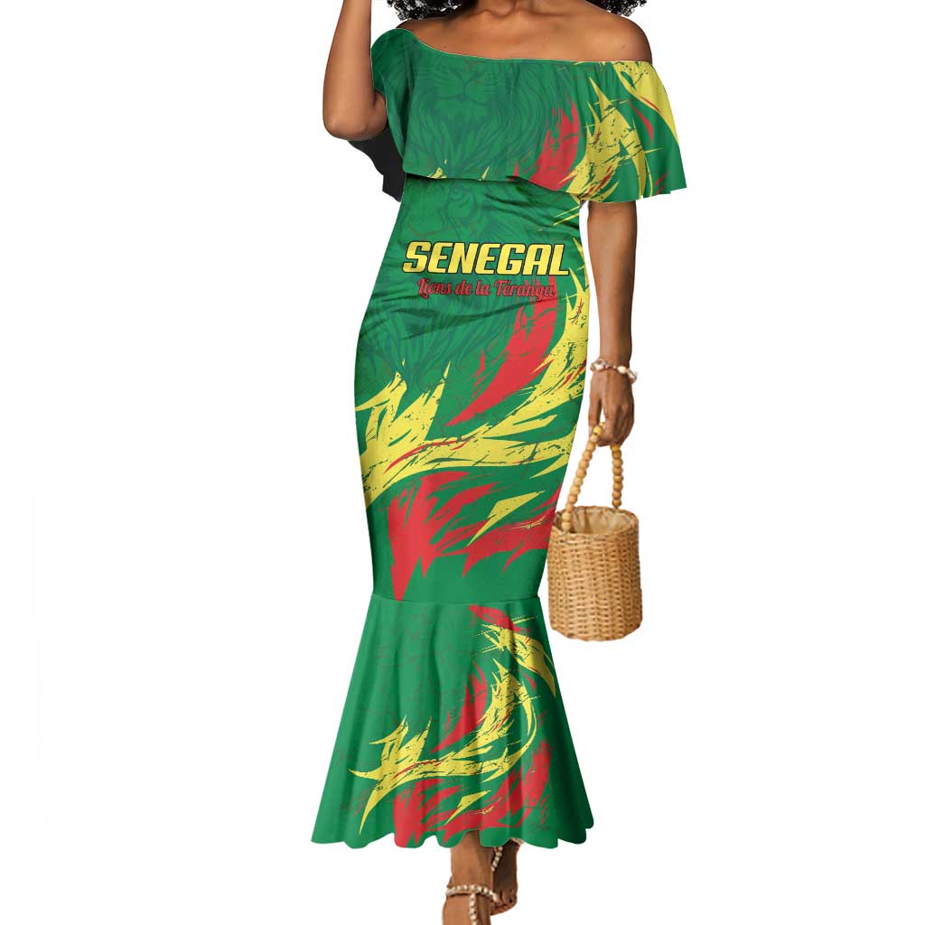 Senegal Football Pride Custom Mermaid Dress Les Lions de la Teranga