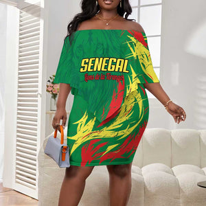 Senegal Football Pride Custom Off Shoulder Short Dress Les Lions de la Teranga