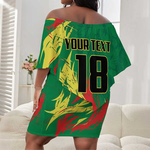 Senegal Football Pride Custom Off Shoulder Short Dress Les Lions de la Teranga
