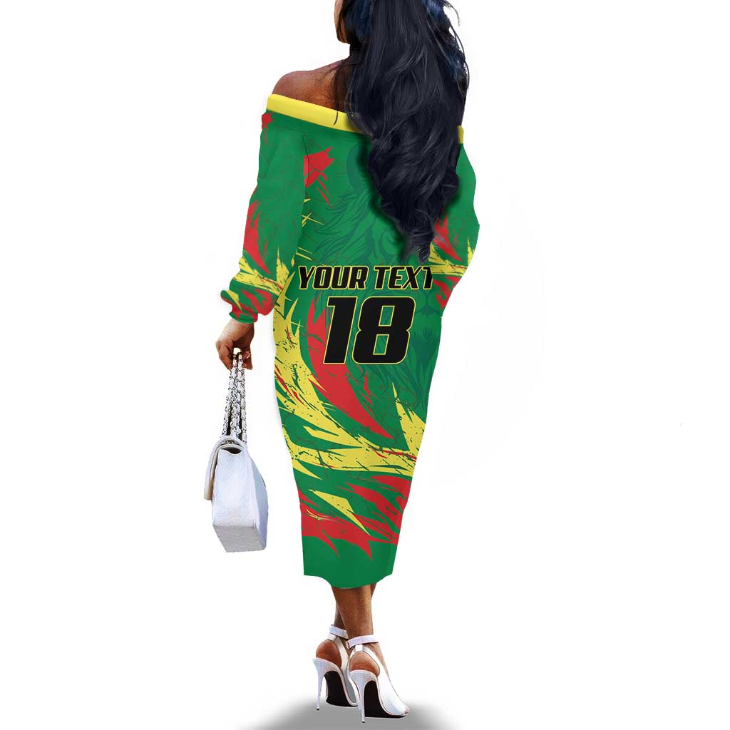 Senegal Football Pride Custom Off The Shoulder Long Sleeve Dress Les Lions de la Teranga