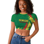 Senegal Football Pride Custom Raglan Cropped T shirt Les Lions de la Teranga