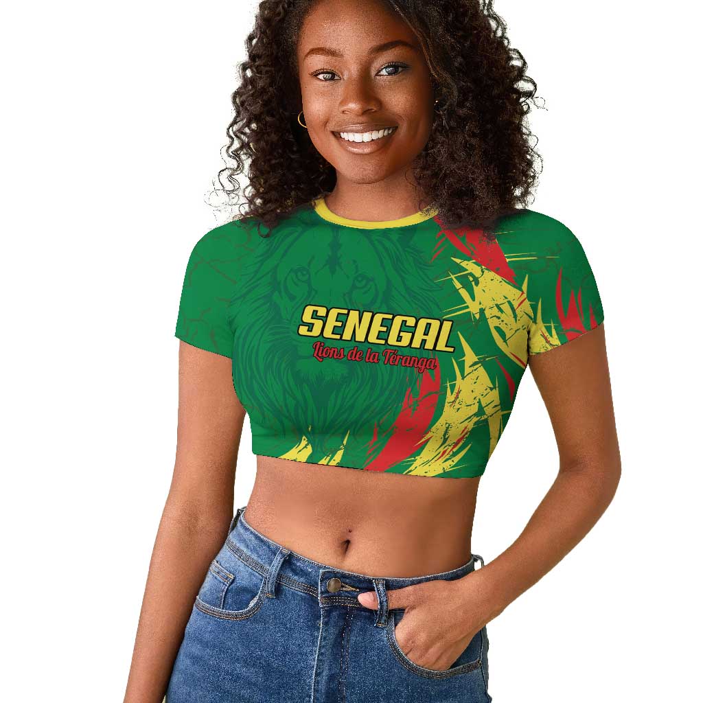 Senegal Football Pride Custom Raglan Cropped T shirt Les Lions de la Teranga