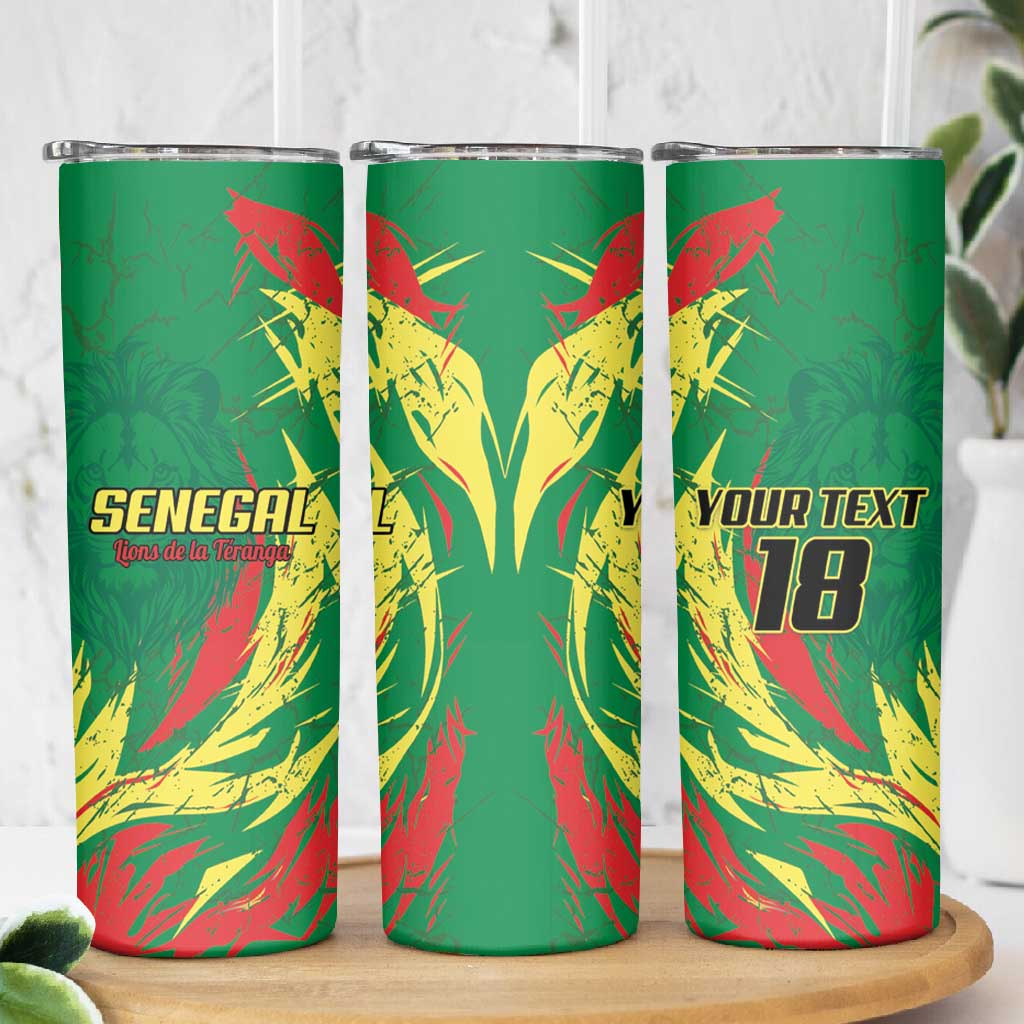 Senegal Football Pride Custom Skinny Tumbler Les Lions de la Teranga