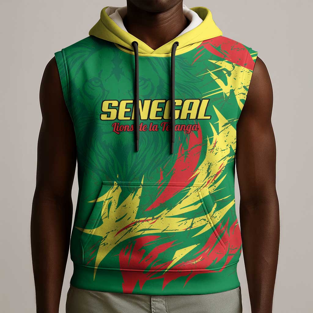 Senegal Football Pride Custom Sleeveless Hoodie Les Lions de la Teranga