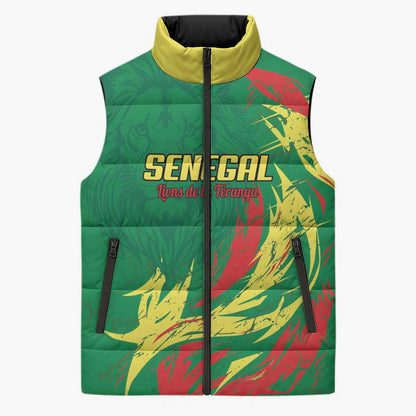 Senegal Football Pride Custom Sleeveless Puffer Jacket Les Lions de la Teranga