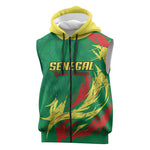 Senegal Football Pride Custom Sleeveless Zip Hoodie Les Lions de la Teranga