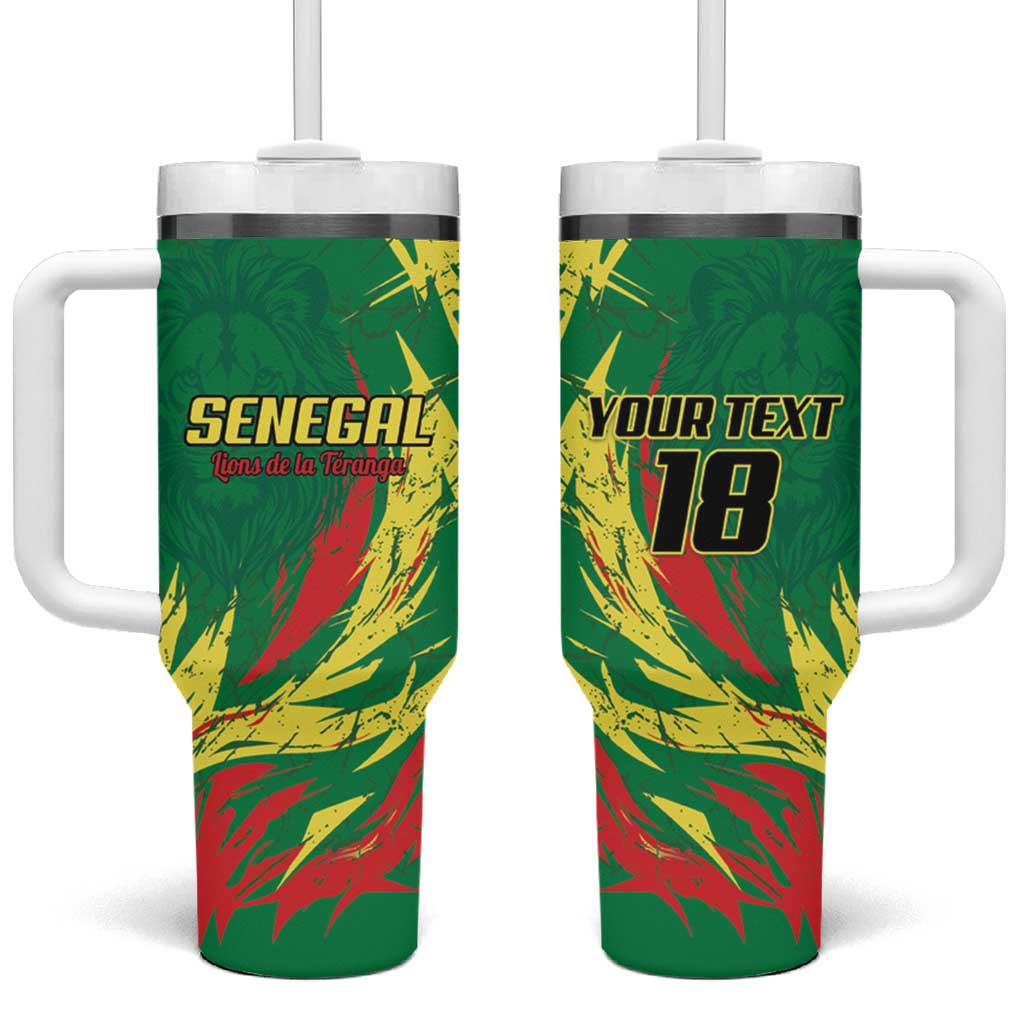 Senegal Football Pride Custom Tumbler With Handle Les Lions de la Teranga