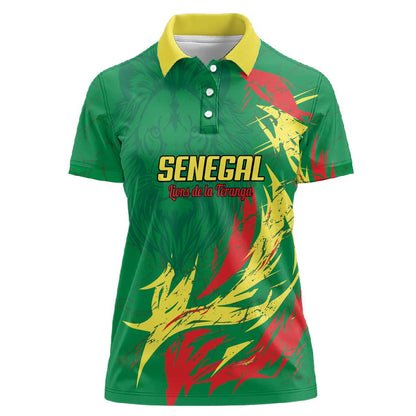 Senegal Football Pride Custom Women Polo Shirt Les Lions de la Teranga