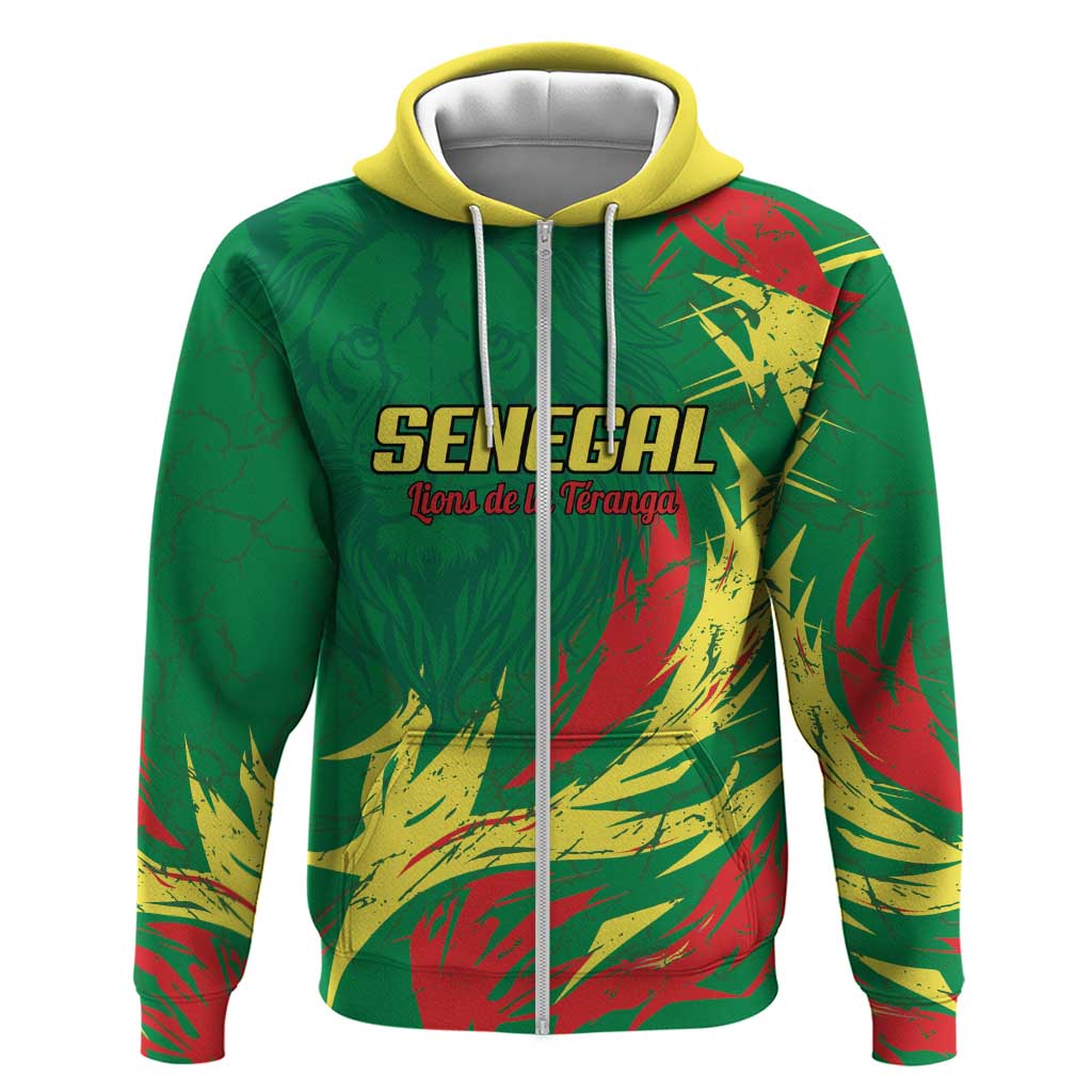 Senegal Football Pride Custom Zip Hoodie Les Lions de la Teranga