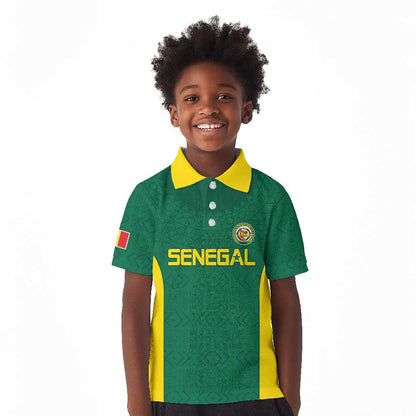 Senegal Football Custom Kid Polo Shirt Pride of African Champions