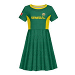 Senegal Football Custom Kid Short Sleeve Dress Pride of African Champions