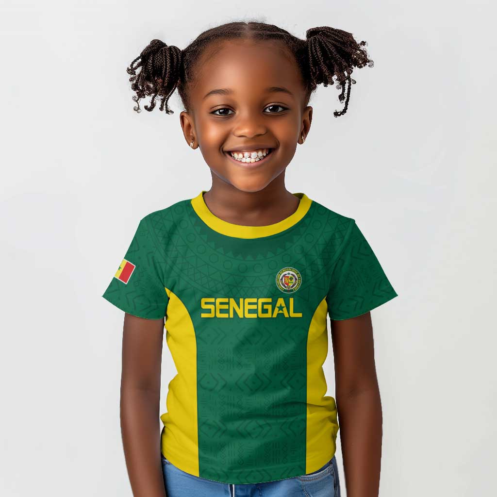 Senegal Football Custom Kid T shirt Pride of African Champions