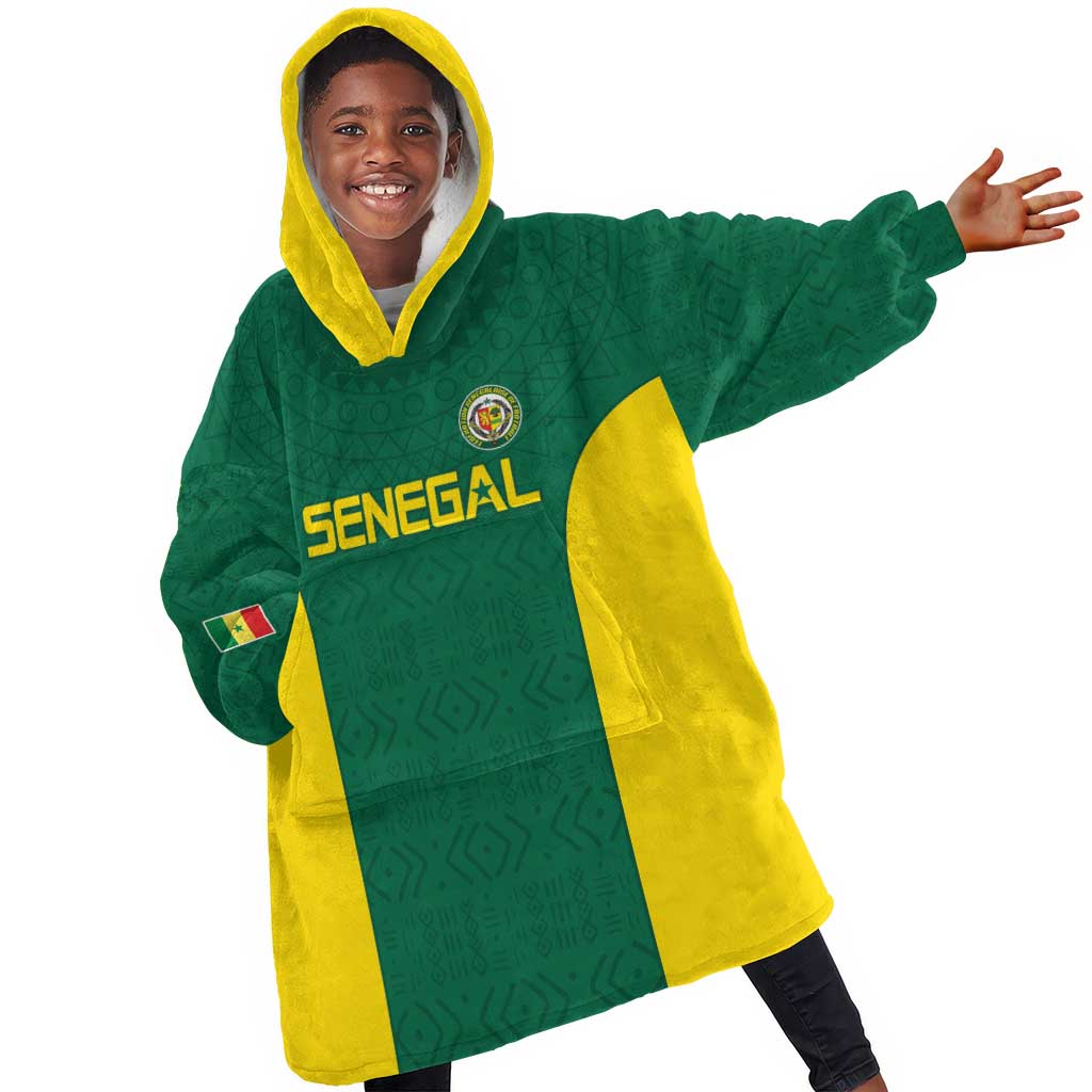Senegal Football Custom Kid Wearable Blanket Hoodie Pride of African Champions