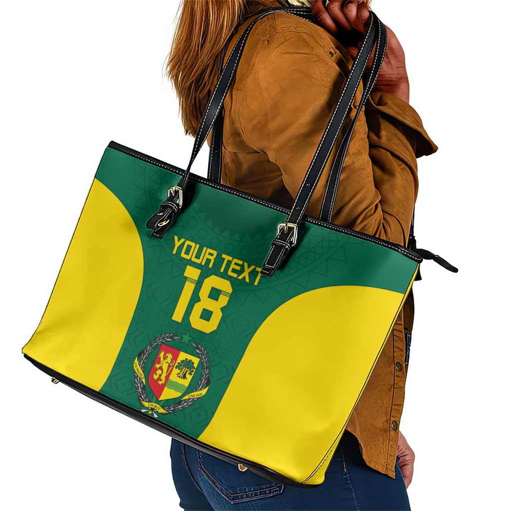 Senegal Football Custom Leather Tote Bag Pride of African Champions