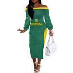 Senegal Football Custom Off The Shoulder Long Sleeve Dress Pride of African Champions