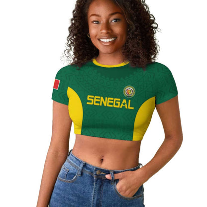 Senegal Football Custom Raglan Cropped T shirt Pride of African Champions