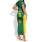 Senegal Football Custom Short Sleeve Bodycon Dress Pride of African Champions
