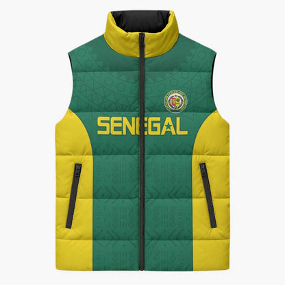 Senegal Football Custom Sleeveless Puffer Jacket Pride of African Champions