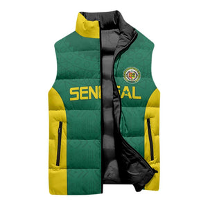 Senegal Football Custom Sleeveless Puffer Jacket Pride of African Champions