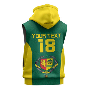 Senegal Football Custom Sleeveless Zip Hoodie Pride of African Champions