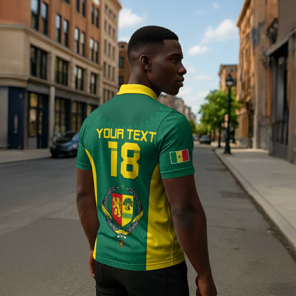 Senegal Football Custom Zipper Polo Shirt Pride of African Champions