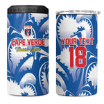 Custom Football Cape Verde Blue Sharks 4 in 1 Can Cooler Tumbler Rise Again Island
