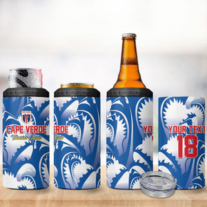 Custom Football Cape Verde Blue Sharks 4 in 1 Can Cooler Tumbler Rise Again Island