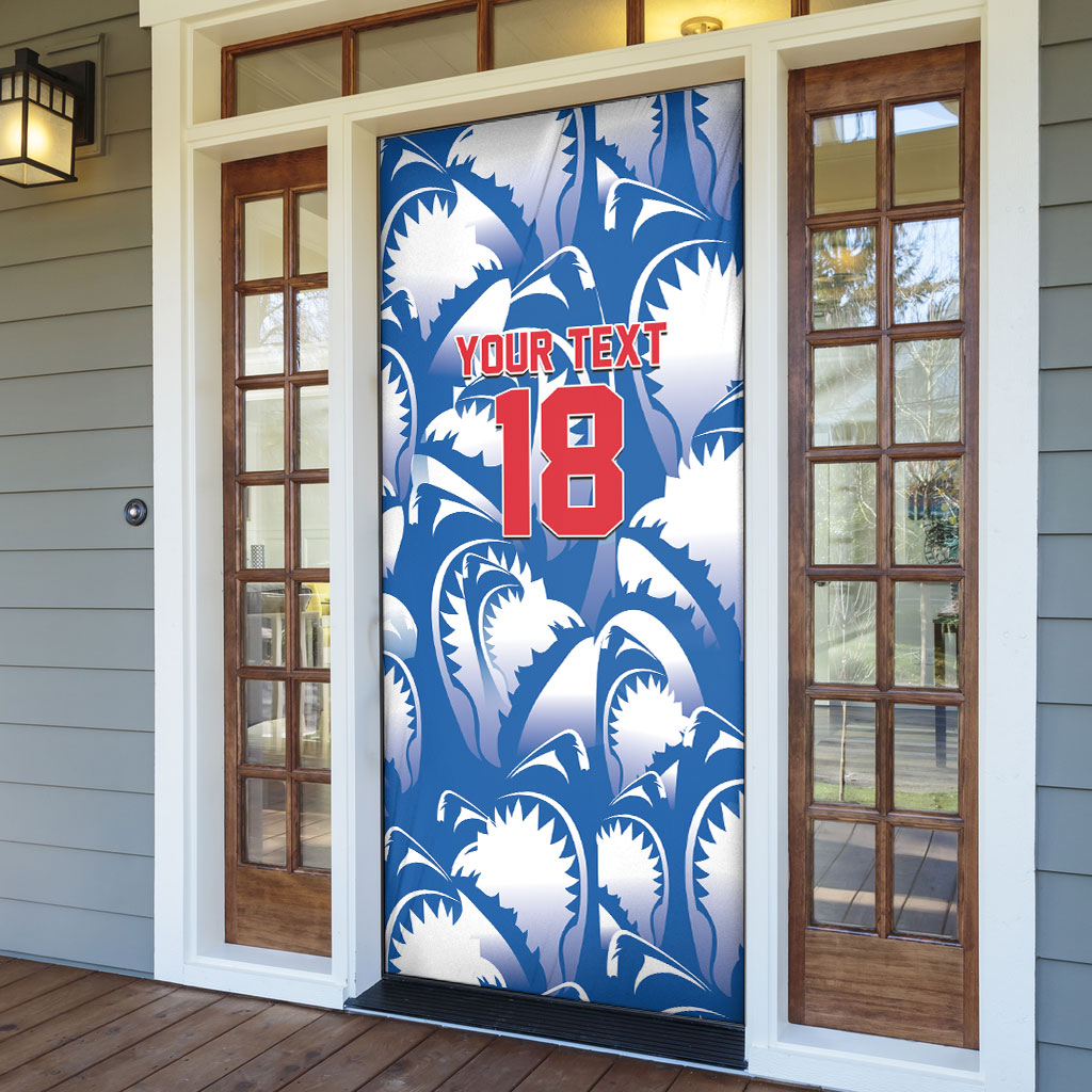 Custom Football Cape Verde Blue Sharks Door Cover Rise Again Island