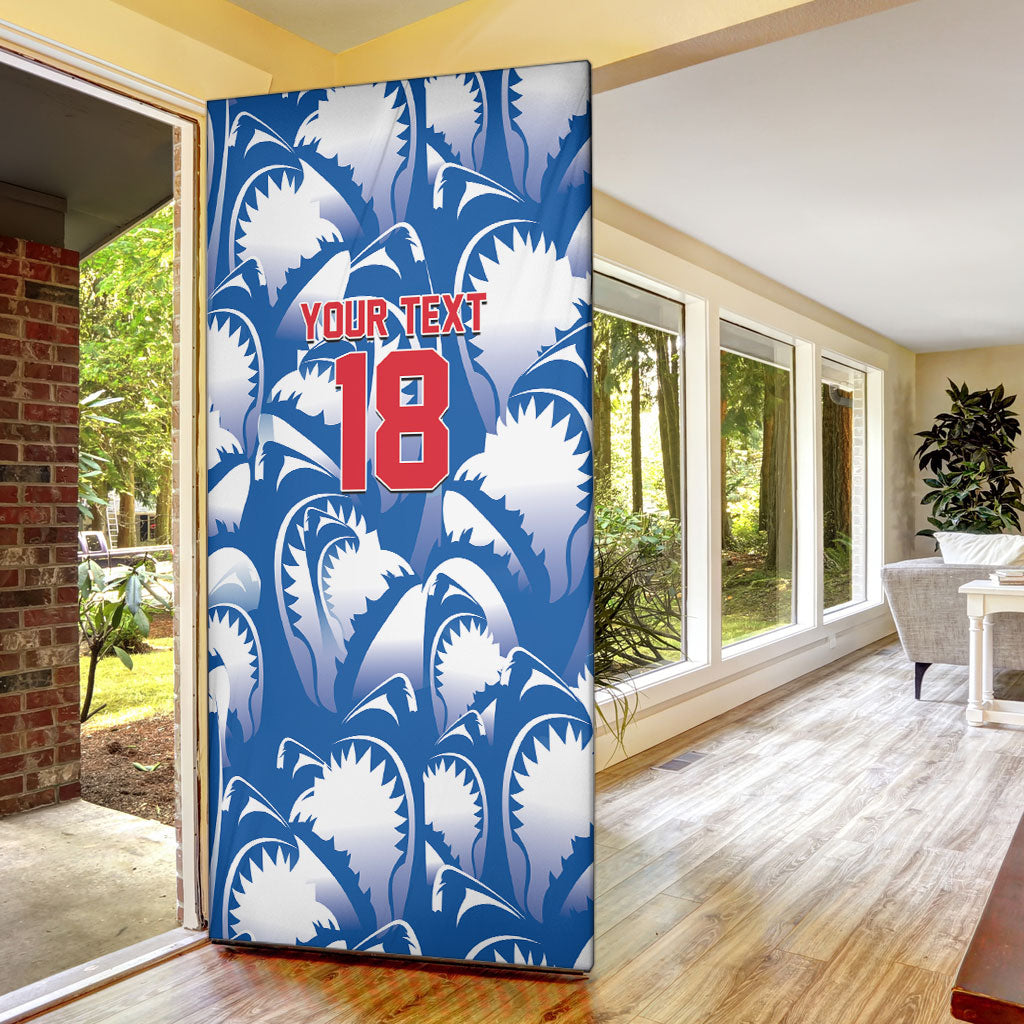 Custom Football Cape Verde Blue Sharks Door Cover Rise Again Island