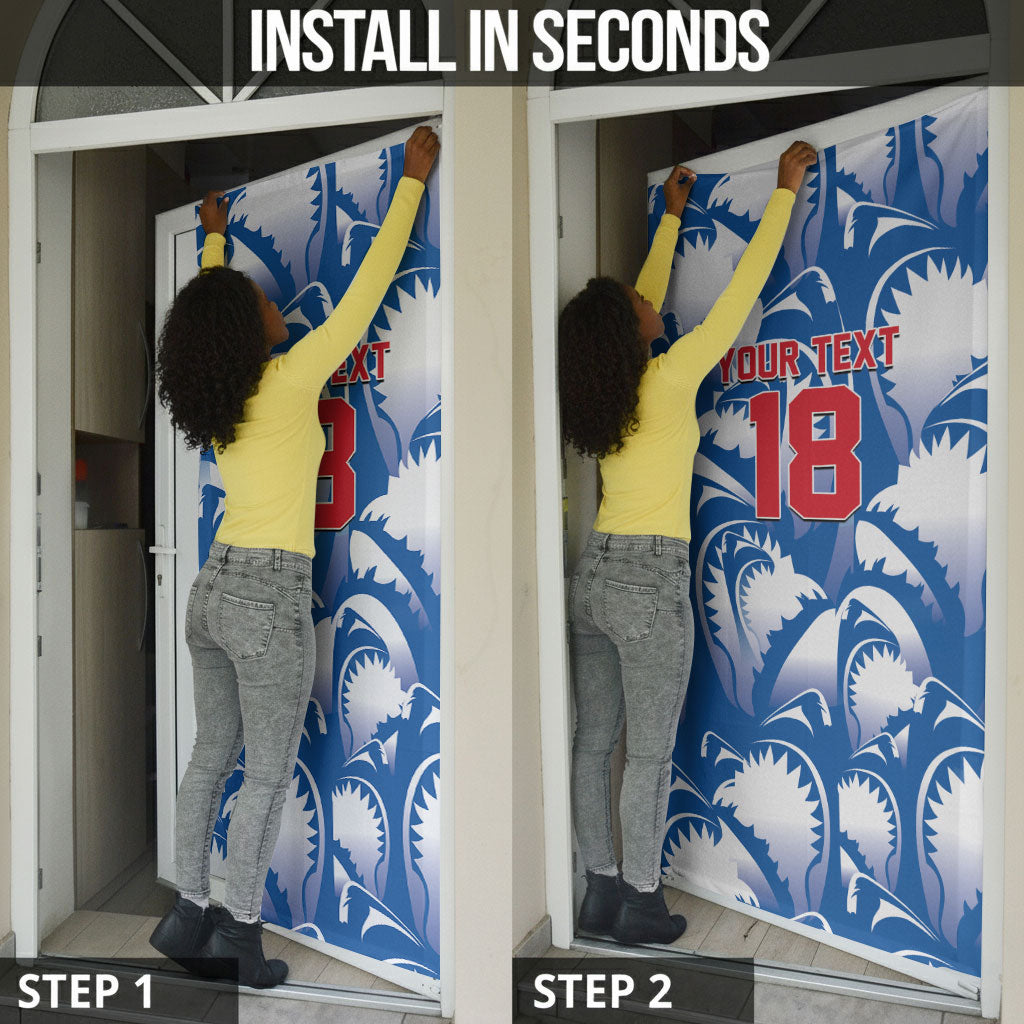 Custom Football Cape Verde Blue Sharks Door Cover Rise Again Island
