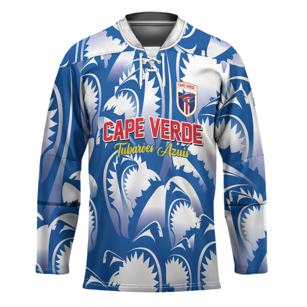 Custom Football Cape Verde Blue Sharks Hockey Jersey Rise Again Island