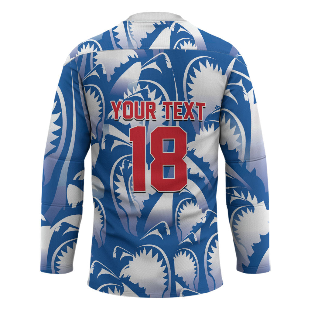 Custom Football Cape Verde Blue Sharks Hockey Jersey Rise Again Island