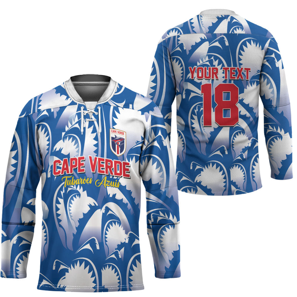 Custom Football Cape Verde Blue Sharks Hockey Jersey Rise Again Island