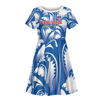 Custom Football Cape Verde Blue Sharks Kid Short Sleeve Dress Rise Again Island