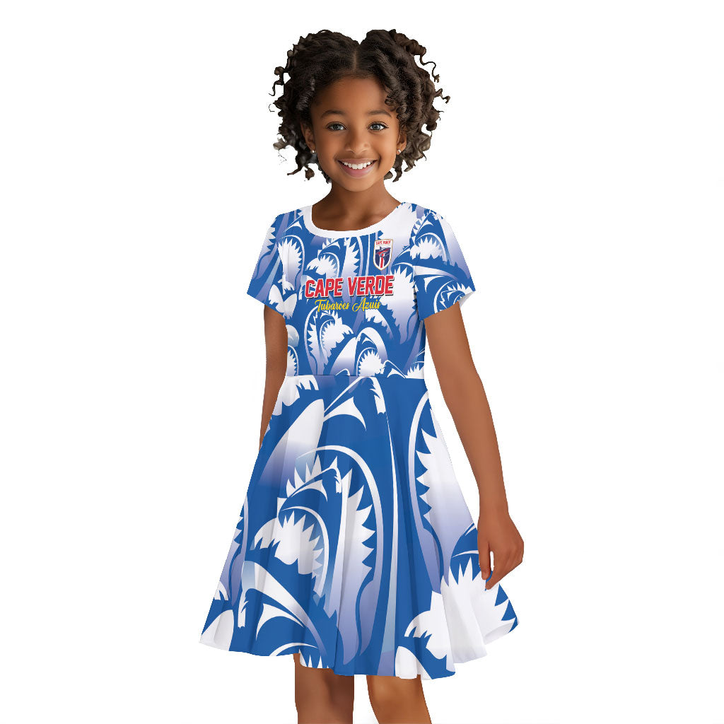 Custom Football Cape Verde Blue Sharks Kid Short Sleeve Dress Rise Again Island