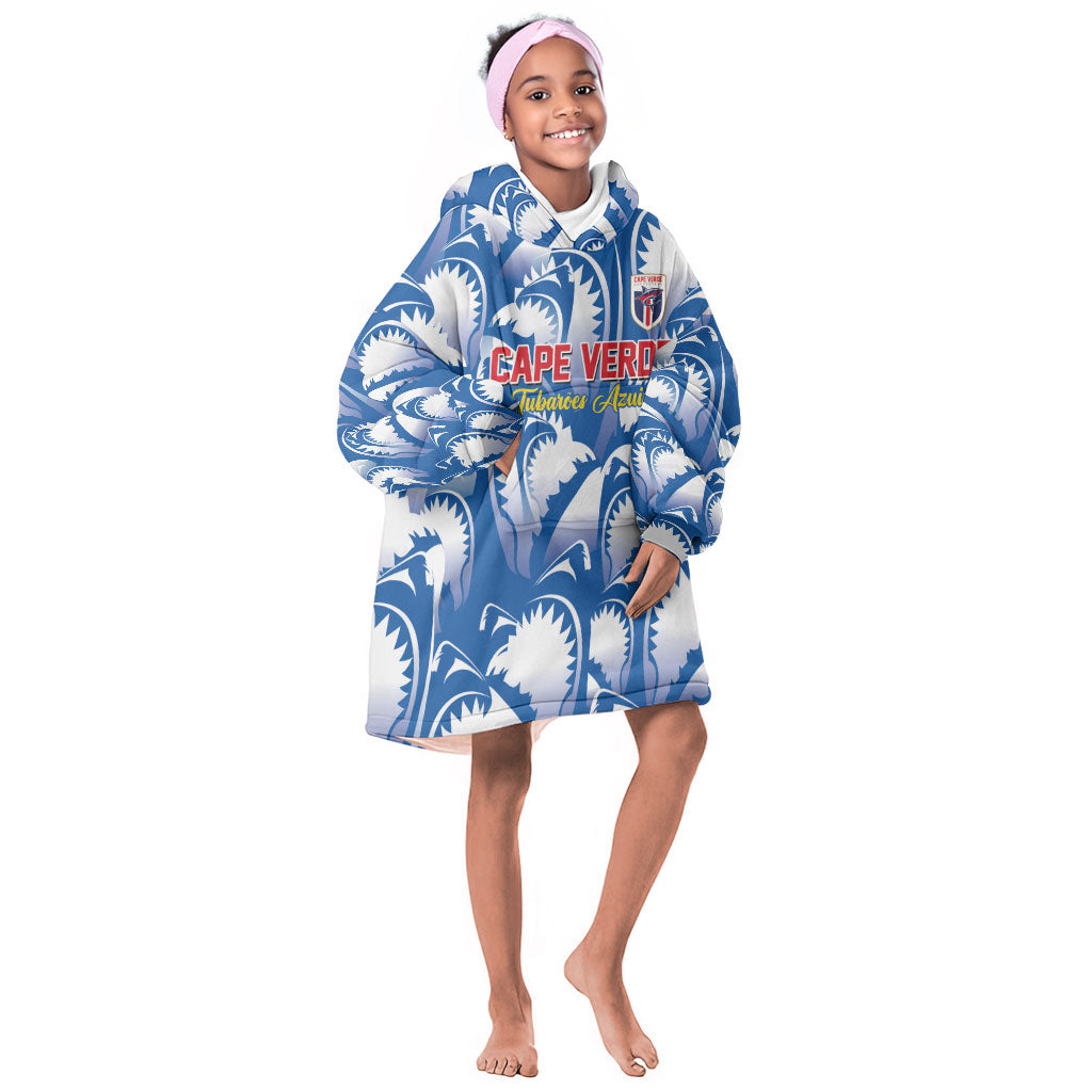 Custom Football Cape Verde Blue Sharks Kid Wearable Blanket Hoodie Rise Again Island