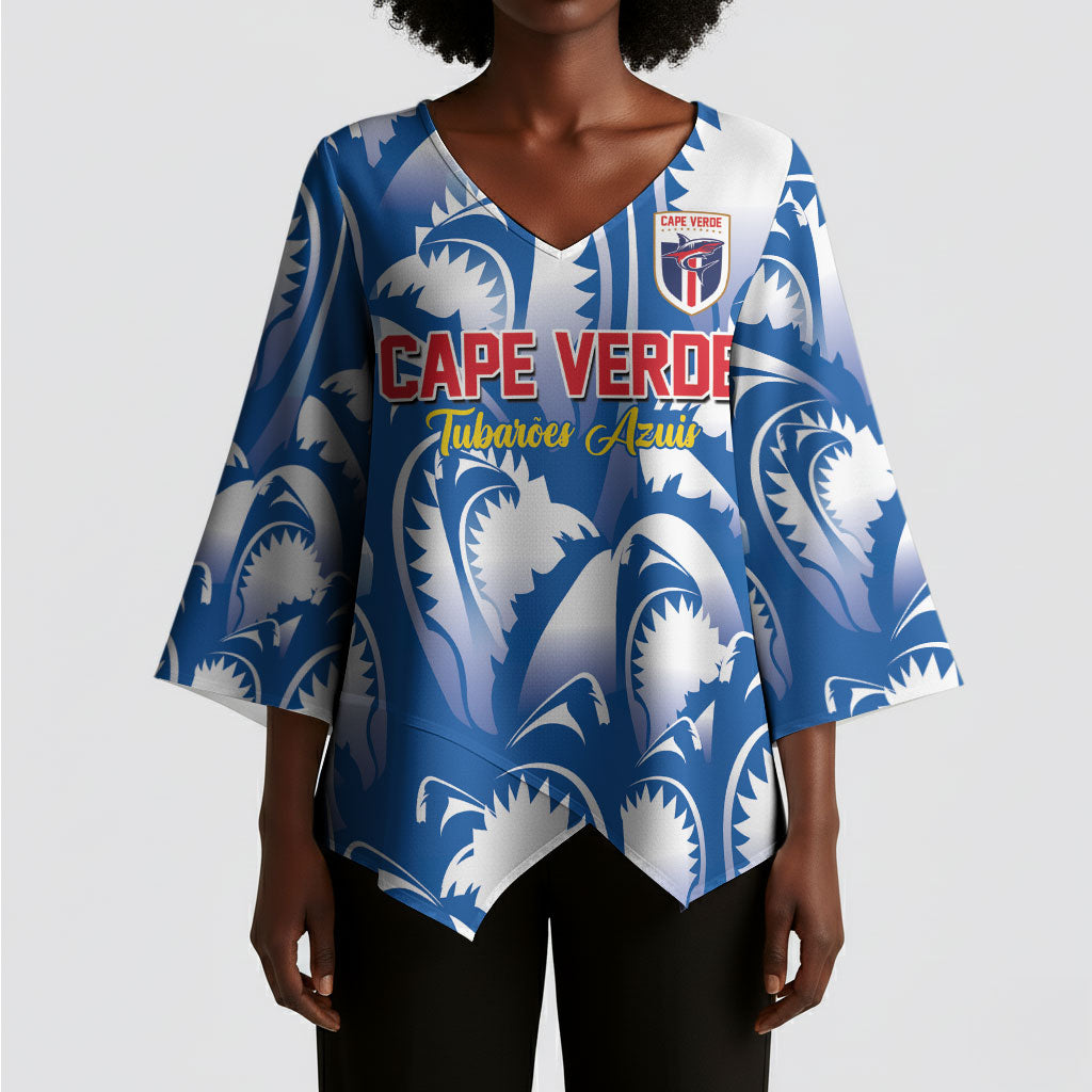 Custom Football Cape Verde Blue Sharks Kimono Sleeve Blouse Rise Again Island