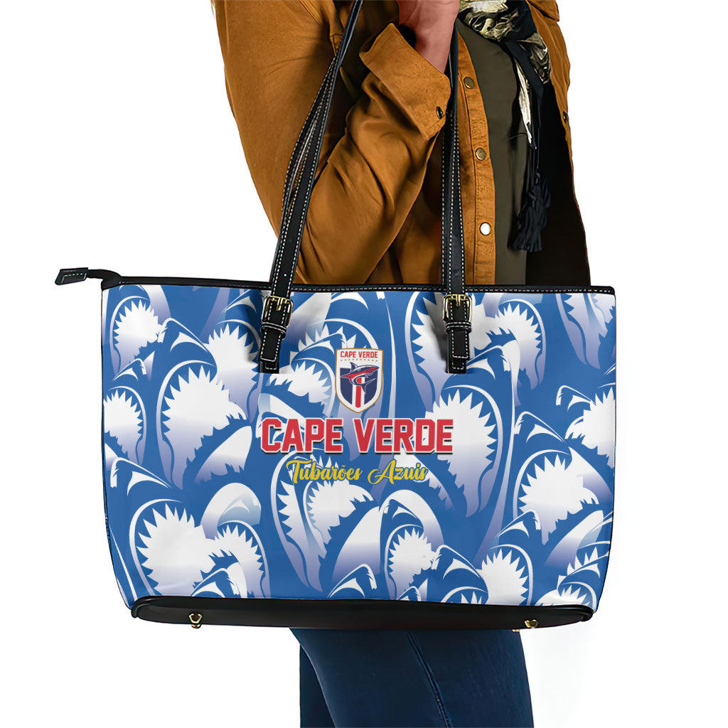 Football Cape Verde Blue Sharks Leather Tote Bag Rise Again Island