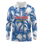 Custom Football Cape Verde Blue Sharks Long Sleeve Polo Shirt Rise Again Island