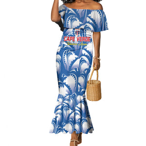 Custom Football Cape Verde Blue Sharks Mermaid Dress Rise Again Island